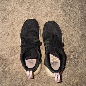 Adidas Black and Cream Boost Shoes